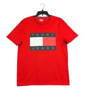Tommy Hilfiger Men’s Cotton Flag T-Shirt Size‎ M–XL Red -Multi Short Sleeve